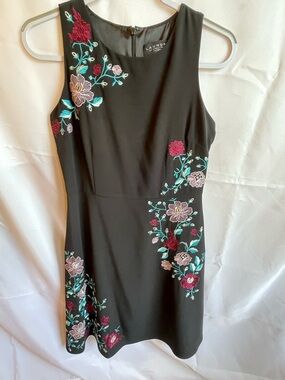 Laundry By Shelli Segal NWT Black Dress with Multicolor Floral Embroidery